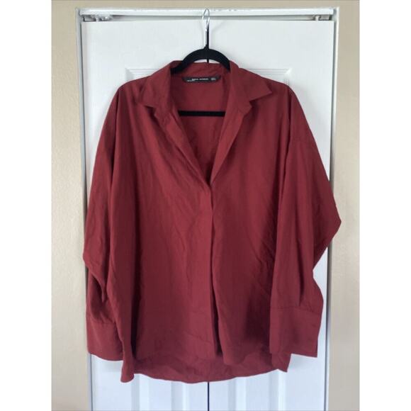 Zara Woman Small Maroon Oversized Tunic Top - Picture 1 of 6
